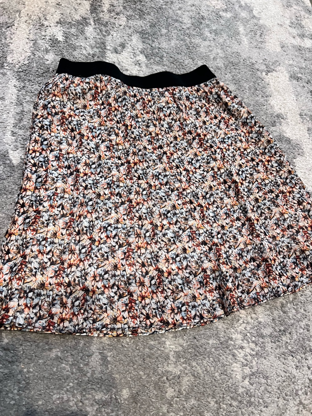 LOFT Floral A-Line Skirt in Black, Cream and Tan